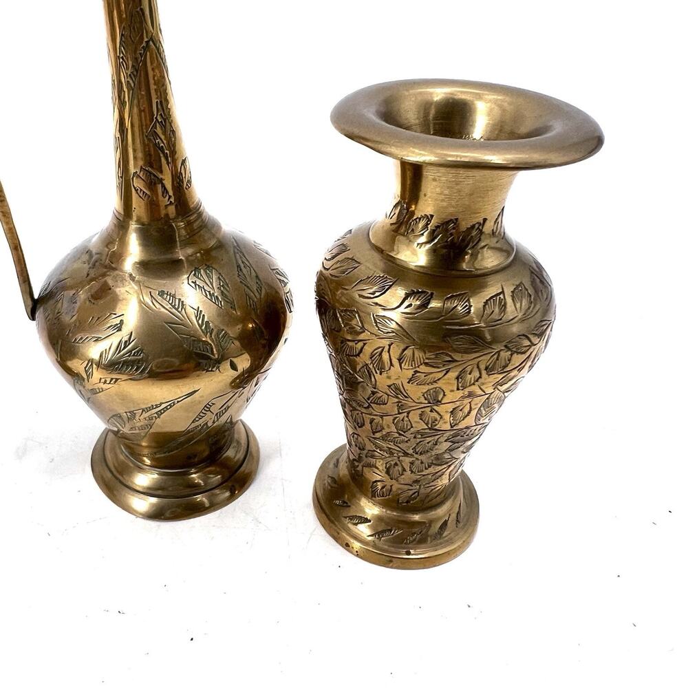 Lot of 3 Vintage Small Brass Vases / Decor Made in India - Picture 5 of 12